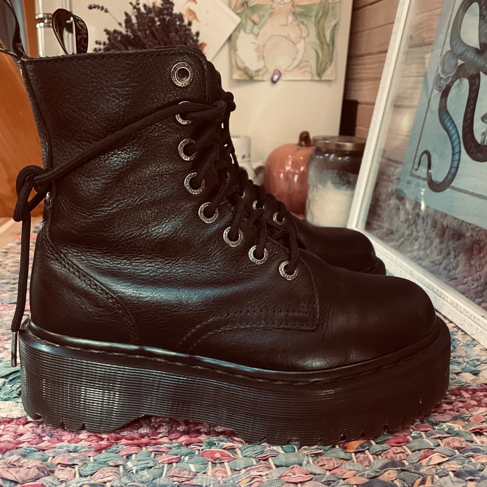 Dr Martens Jadon Boot Black Real Leather size 7 Used Well Cared For